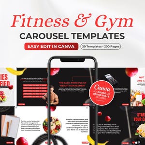 Gym Fitness Instagram Carousel Templates: Social Media Pack (200 Templates)