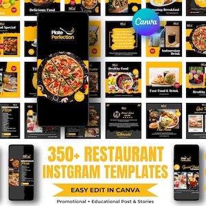 400 Restaurant Instagram Template, Social Media Post Templates for Restaurant, Restaurant Marketing, Restaurant Branding, Editable Canva,