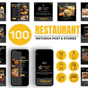 Restaurant Instagram Templates, Restaurant Canva Template, Restaurant Marketing, Restaurant Branding, Restaurant Feed-Stories-Highlights