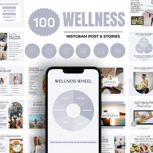 Health & Wellness Instagram Templates, Wellness Social Media Template, Healthy Lifestyle Template, Fitness Yoga Posts Stories, Covers