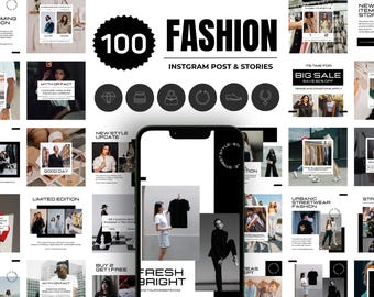 Fashion Instagram Templates: Clothing Brand Posts & Stories (Canva Editable Bundle)