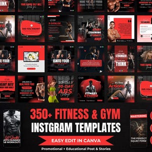 Fitnessstudio Instagram-Vorlagen: Fitness Social Media Bundle (Canva Editierbar, PDF-Anleitung) Bild 2