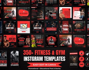 Gym Instagram Template, Social Media Gym Templates Pack, Gym Instagram Bundle, Post, Story, Reels, Personal Trainer, Fitness Coach
