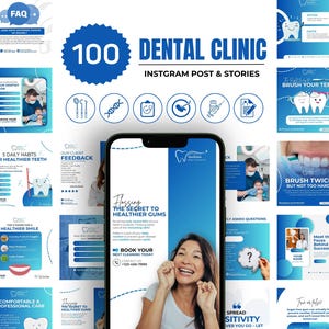 Dental clinic Instagram Posts Bundle, Dental clinic Canva Templates, Dentist Social Media Marketing, Dental social media, Dentist marketing