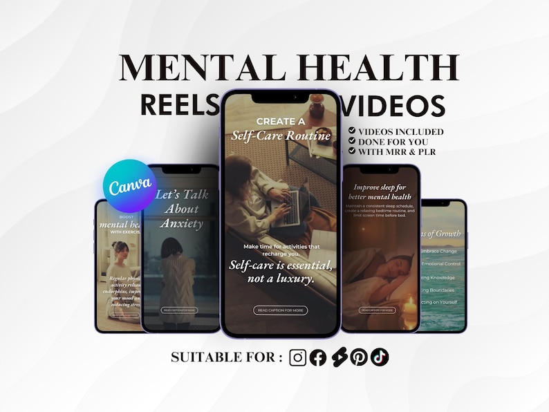 Mental Health Instagram Reels: Therapist & Life Coach Templates (Canva) image 1