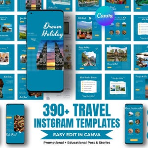 Travel Instagram Templates, Travel Agent Instagram Post, Travel Influencer Instagram, Travel Blogger Templates, Vacation Resort Template