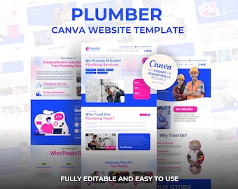Canva Website Template for Plumbing Services – Done-for-You Multi-Page Website