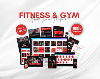 Gym Fitness Instagram Templates: Social Media Bundle for Trainers (Canva Editable) (PDF Guide