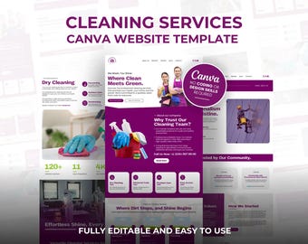 Website Vorlage für Reinigungsdienste: Bearbeitbares Canva Design