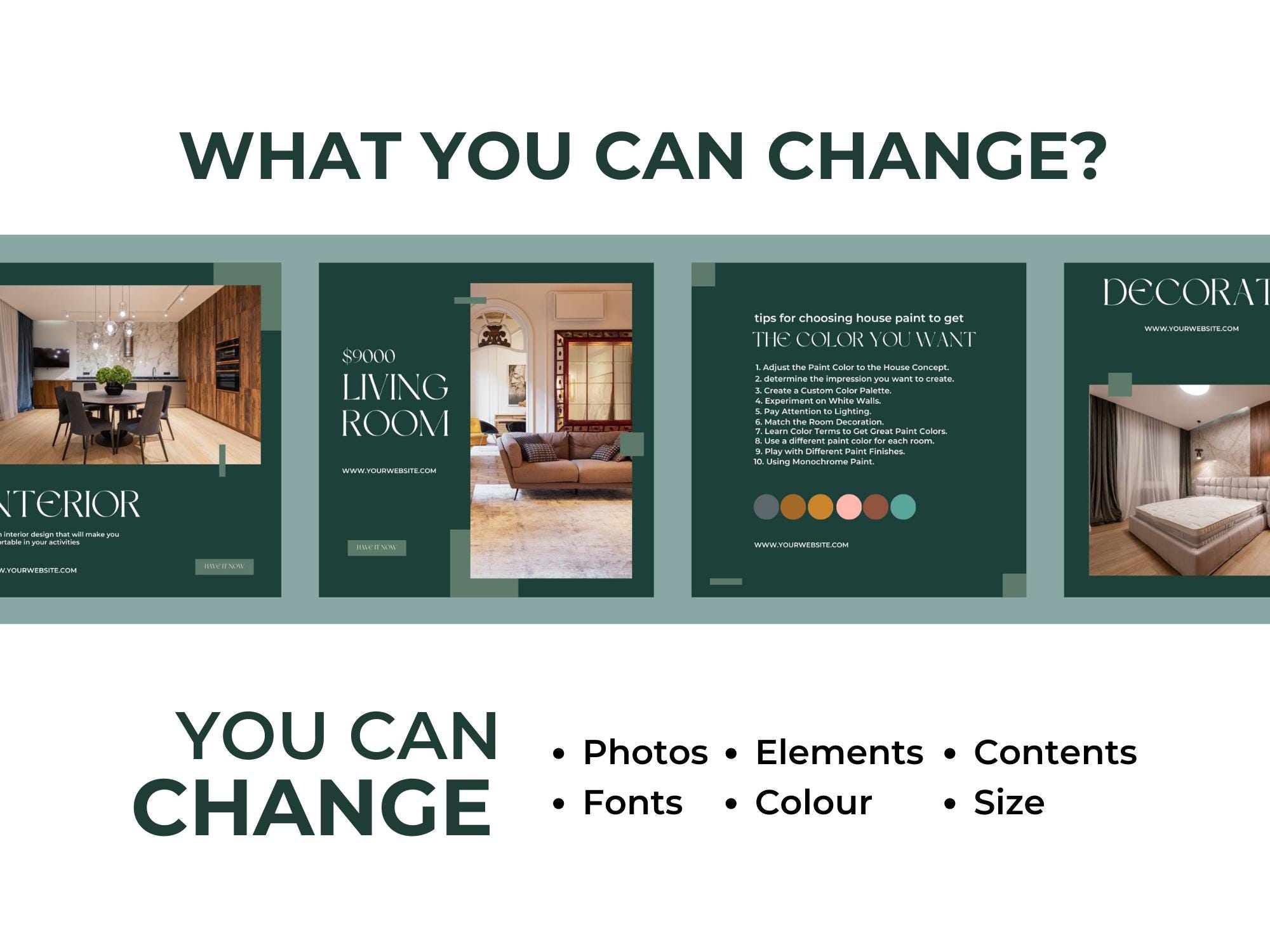 Interior Design Instagram Template Bundle: Canva Social Media Posts - Etsy
