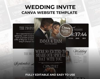Editable Wedding Website Template: Canva Invitation with RSVP (Digital Download)