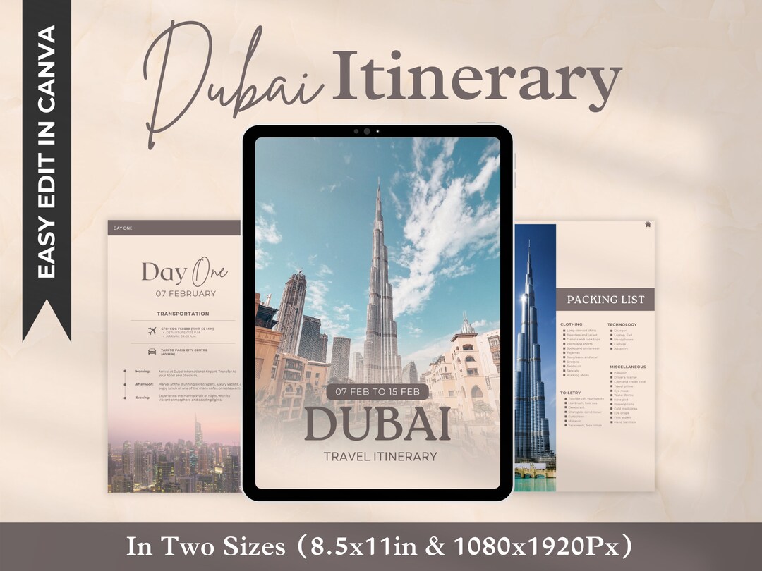 Dubai Itinerary Template Itinerary Template Editable Travel Planner Dubai Itinerary Template Itinerary Template Editable Travel Planner