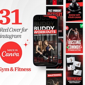 Gym Reel Instagram Cover Vorlagen: Fitness & Sport (Canva)