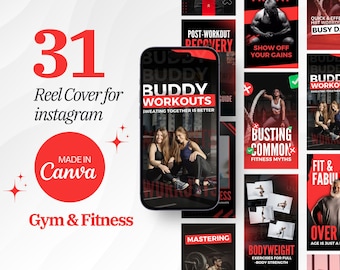 Gym Reel Instagram Cover Templates: Fitness & Sport (Canva)