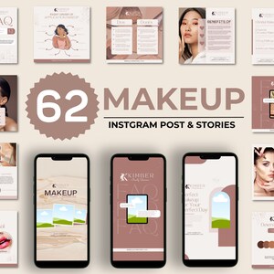 Makeup Artist Instagram Templates: 62 MUA Posts (Canva Editable)