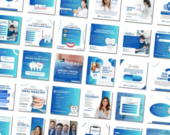 Dentist Instagram Canva Templates: Dental Clinic Social Media (200)