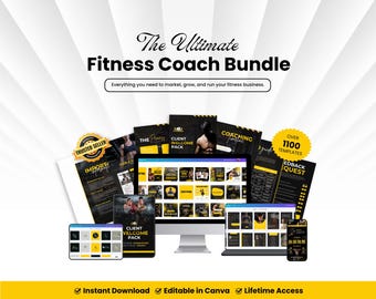 Paquete de plantillas de Instagram para fitness: Diseños de Canva para gimnasios y entrenadores personales (Guía en PDF incluida).
