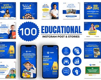 Education Social Media Templates – Canva Posts, Stories, Highlight Covers for Schools & Courses