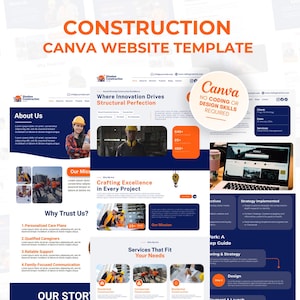 Construction Contractor Website – Canva Landing Page Template for Builders