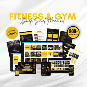 Paquete de plantillas de Instagram de fitness: diseños de Canva para gimnasios y entrenadores personales (guía en PDF incluida)