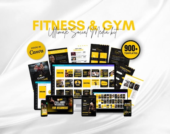 Fitness Instagram Templates Bundle: Gym & Personal Trainer Canva Designs (PDF Guide Included