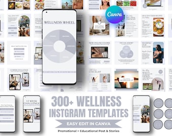 Plantillas de Instagram de bienestar: Kit de redes sociales para coaches holísticos (Canva editable)