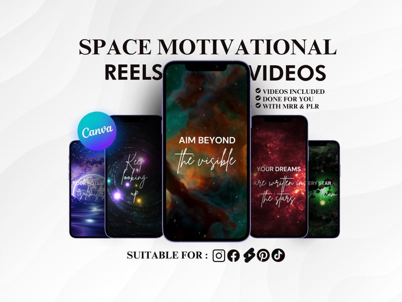 Space Motivational Reels: Canva Instagram & TikTok Templates (Digital Download) image 1