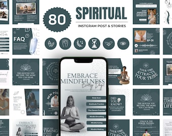 Spiritual Instagram Templates for Coaches: Cosmic Social Media (Canva Editable) (PDF Download