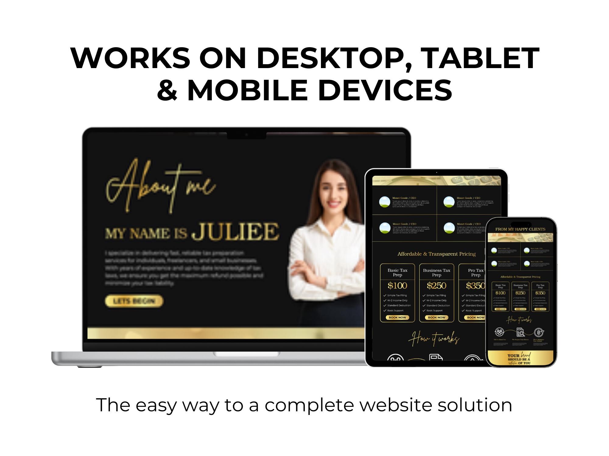 Tax Prep & Accounting Website Template – Canva One Page Business ...