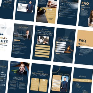 May include: A collage of images with a blue and gold color scheme featuring text about legal rights, attorney-client privilege, and other legal topics. The text includes phrases like "Equal Rights", "Attorney-Client Privilege", "What to Do When Facing a Legal Dispute", "How to Appeal a Case", "Do's and Don'ts", "Myths or Facts", and "Did You Know?"