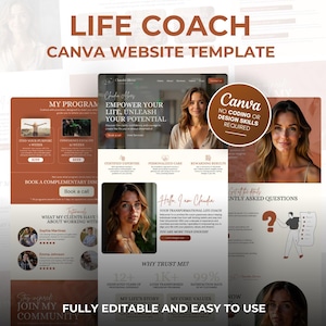 Life Coach Website Template: Canva One Page Design