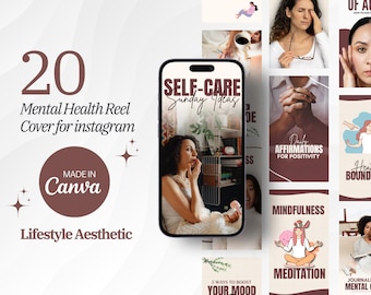 Mental Health Instagram Reel Covers: Therapist & Life Coach Canva Templates (Digital Download)