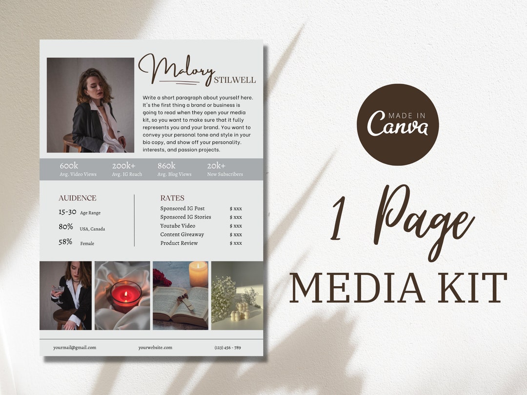 Influencer Roster Sheet Influencer Media Kit Template: Social Media Rate Sheet (canva, Digital ...