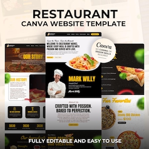 Canva Restaurant Website Template – Catering, Cafe & Chef Landing Page Design