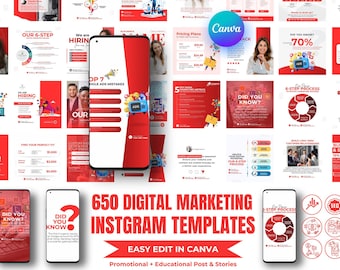 Pakiet szablonów Canva do marketingu cyfrowego: Zestaw do mediów społecznościowych (do pobrania w wersji cyfrowej)