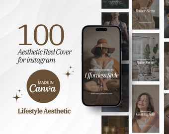 Beige Instagram Reel Covers | 100 Canva Templates (Digital Download)