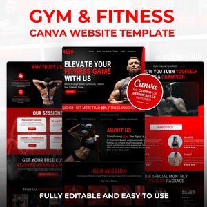 Fitness Website Canva Template: Gym & Personal Trainer Landing Page