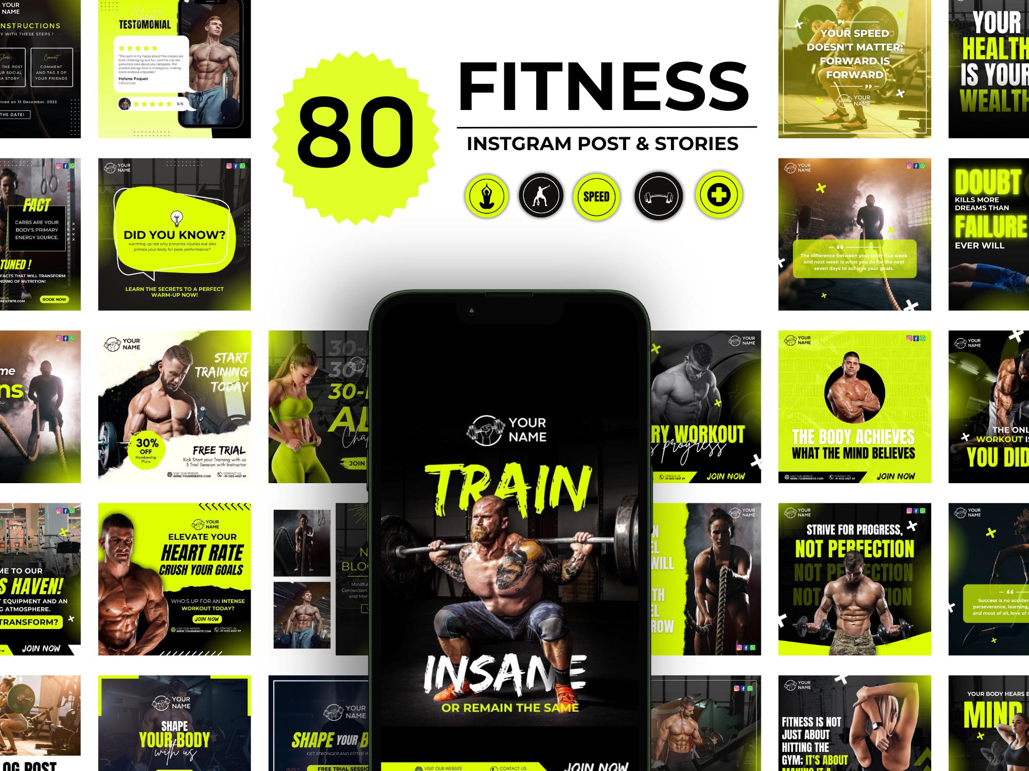 Fitness Instagram Post Templates: Gym & Personal Trainer Canva Designs
