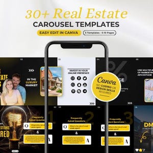 Instagram-carrouselsjablonen voor onroerend goed: makelaarsmarketing (Canva)