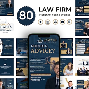 Lawyer Instagram Templates, Canva Law Office Instagram Posts, Law Firm Social Media Templates, Attorney Canva Templates,