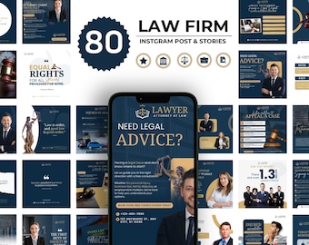 Law Firm Instagram Templates: Attorney Social Media (Canva Editable)