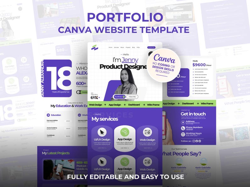 Canva Website Template: Modern Portfolio for UGC Creators - Etsy