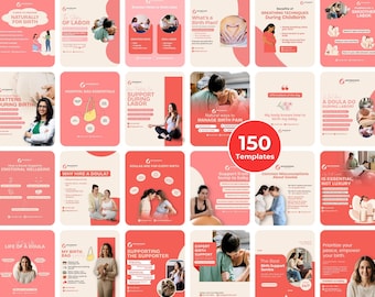 Birth Doula Instagram Templates – Editable Canva Posts for Pregnancy, Breastfeeding & Doula Branding