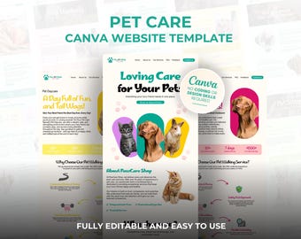 Pet Care Canva Website Template: Dog Walking, Pet Sitting