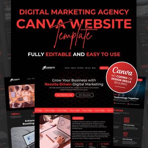 Digital Marketing Agency Website Template: Editable Canva Design