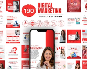 Szablony marketingowe na Instagramie: zestaw do budowania marki w mediach społecznościowych (Canva, edytowalne, cyfrowe do pobrania)