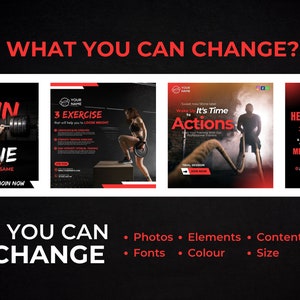 Fitnessstudio Instagram-Vorlagen: Fitness Social Media Bundle (Canva Editierbar, PDF-Anleitung) Bild 9
