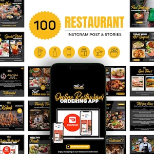 Restaurant Instagram Templates, Restaurant Canva Template, Restaurant Marketing, Restaurant Branding, Restaurant Feed-Stories-Highlights