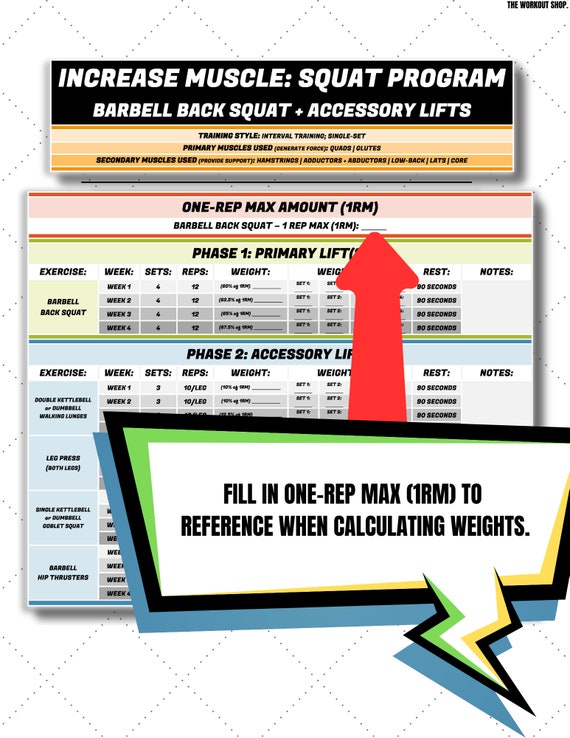 Increase Muscle Legs Squat Workout Exercise Fitness