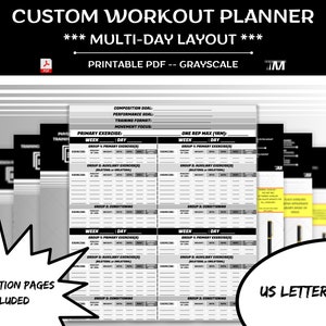 Workout Planner | Fitness Planner | Workout Builder | Exercise Planner | Workout Program | Exercise Tracker | Nutrition | Digital | Template